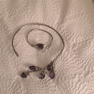 Beautiful Amethyst Necklace and Bracelet Set